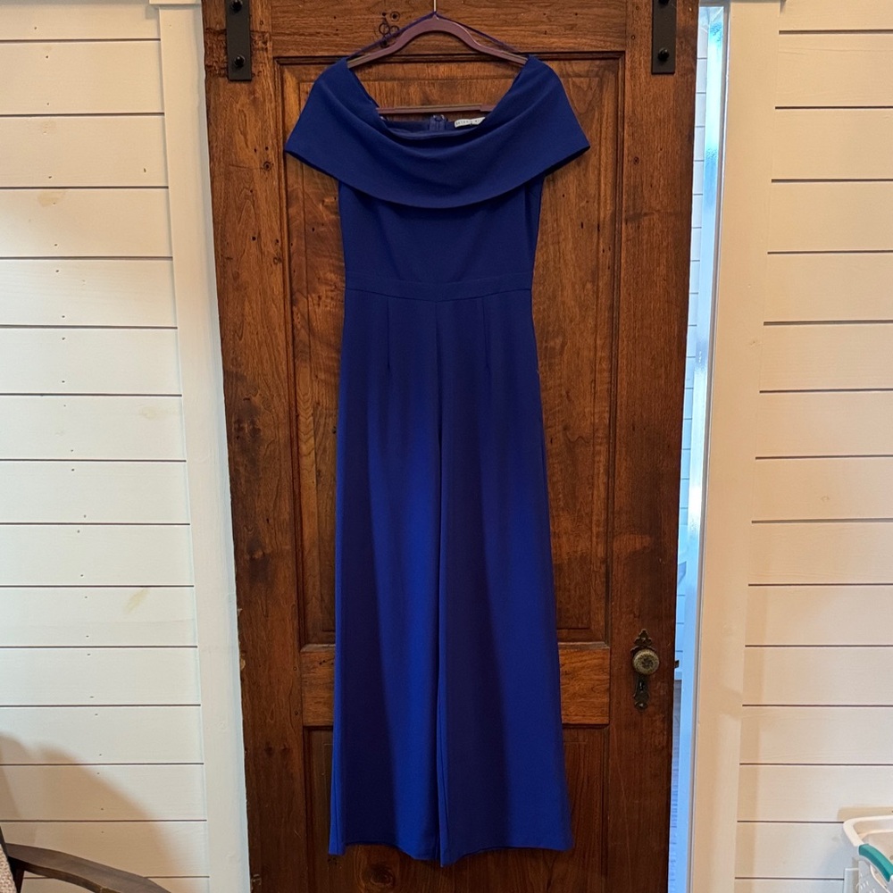 Elegant Blue Off-Shoulder Jumpsuit